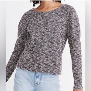 Madewell Pleated Sleeve Crop Sweater, Size Large